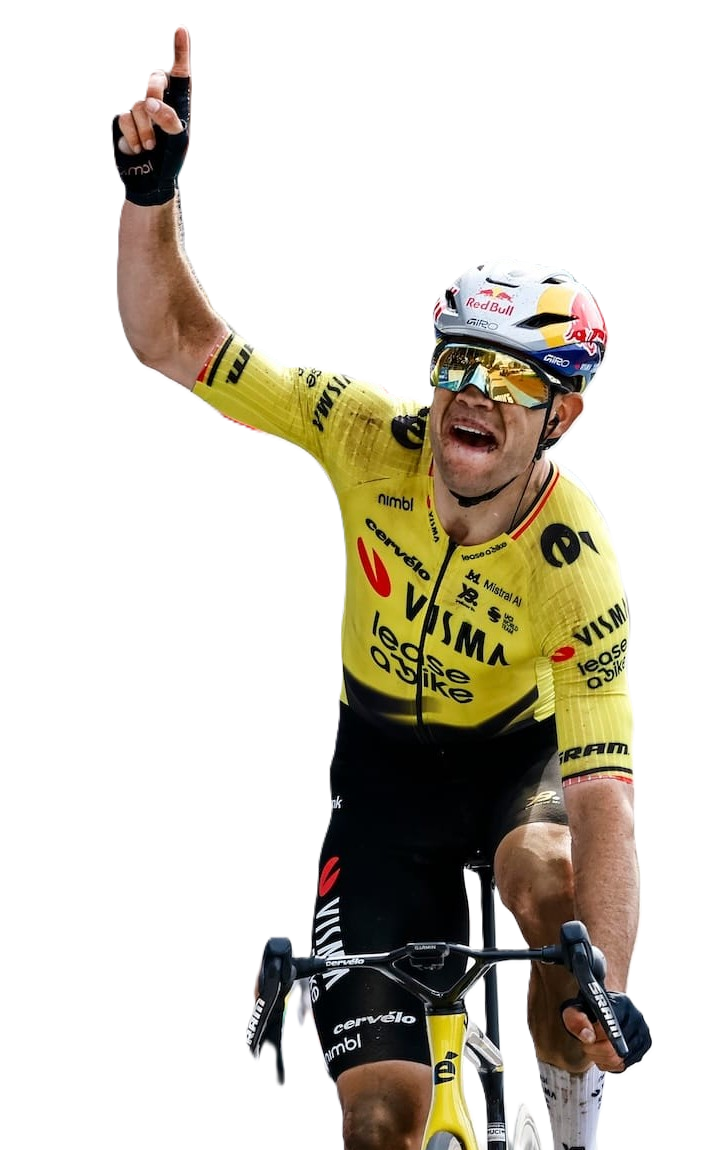 Wout van Aert celebrating a win